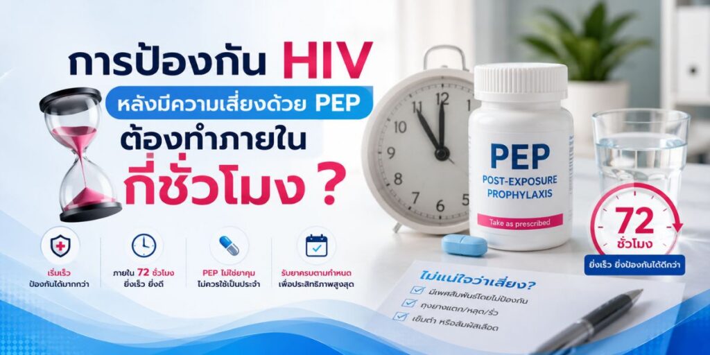 การป้องกันHIV หลังมีความเสี่ยงด้วย PEP ต้องทำภายในกี่ชั่วโมง